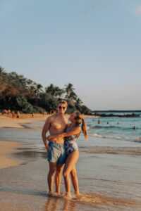 couple in love at the beach