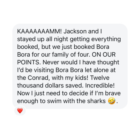 Customer testimonials and success stories for the Points and Miles Crash Course by Our Family Passport.