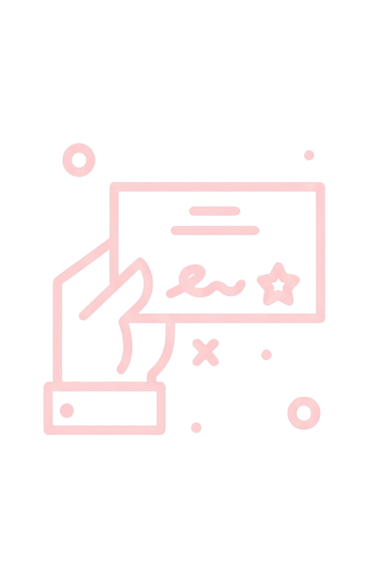 Illustrated travel icons representing organized family vacation planning and documentation.